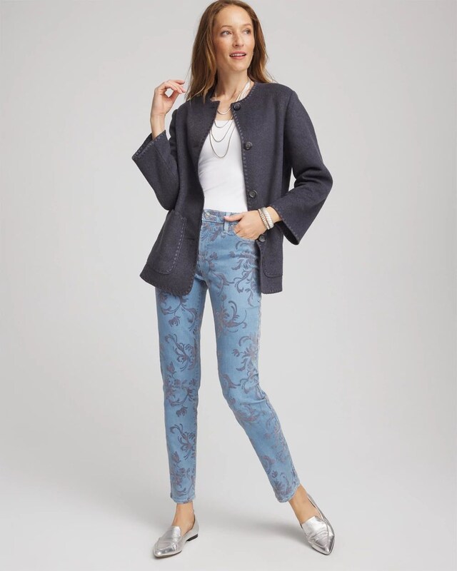Girlfriend Slim Ankle Flocked Jeans - image 2